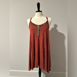 PPLA Clothing Burgandy Beaded Tie Dress - Size Small